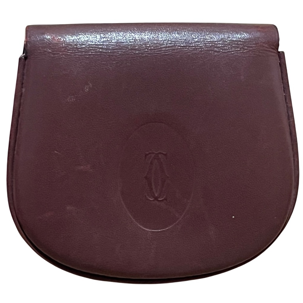 Cartier Burgundy Bordeaux Leather Coin Pouch